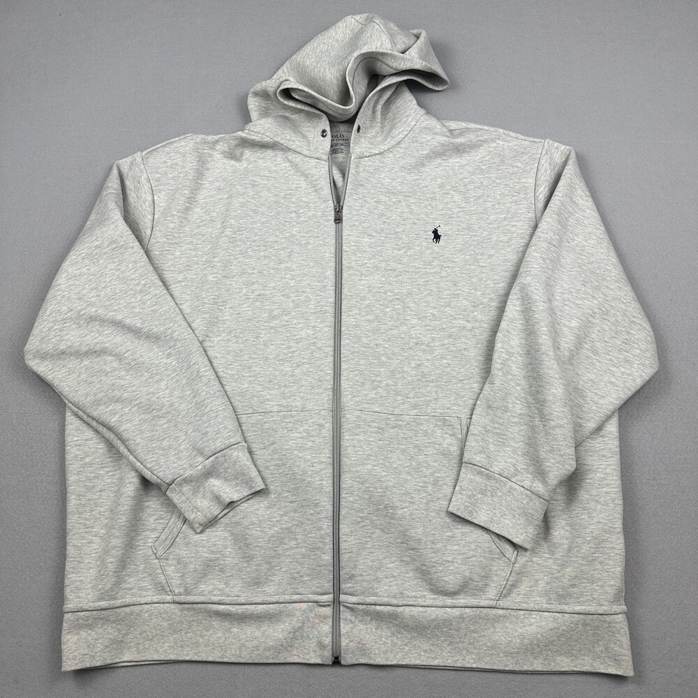 Polo Ralph Lauren Hoodie Men 3XL Gray Heather Full Zip Pony Sweatshirt Big 3XB